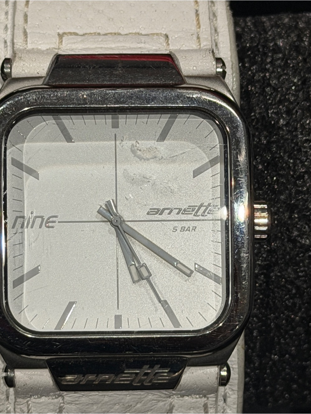 Arnette Silver Case White Dial Watch with White Strap